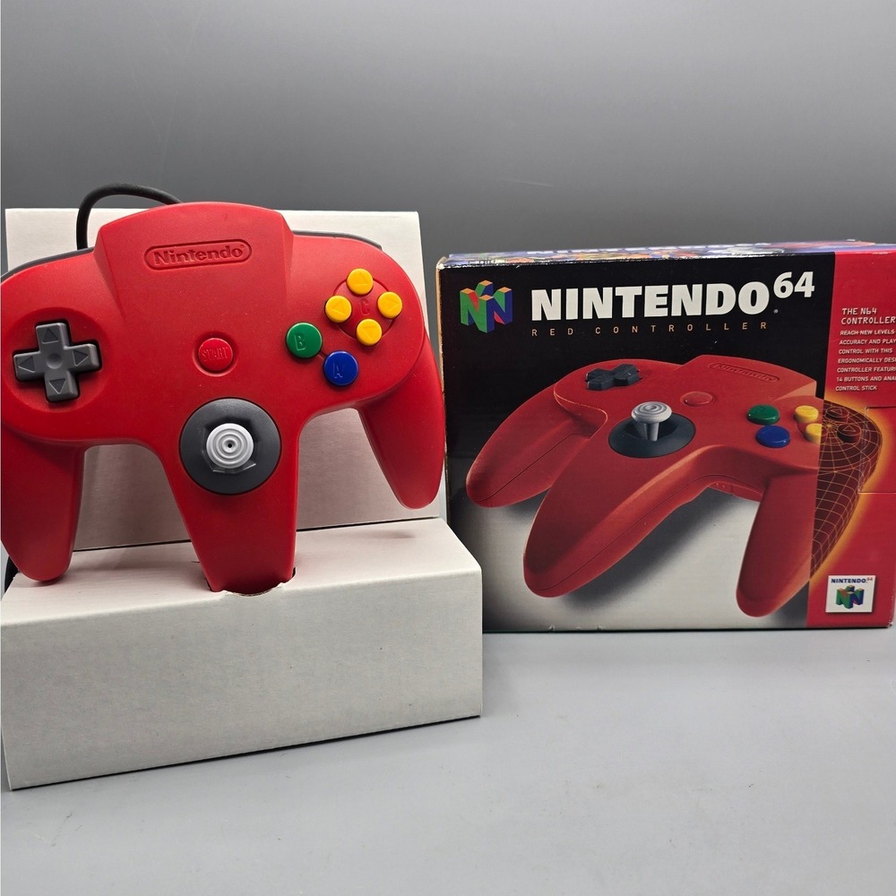 Nintendo 64 N64 Controller Red Original‎ OEM Wired Gamepad with Box NUS-005